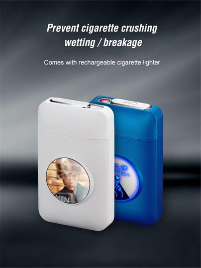 Metal Cigarette Case Box with USB Electronic Lighter